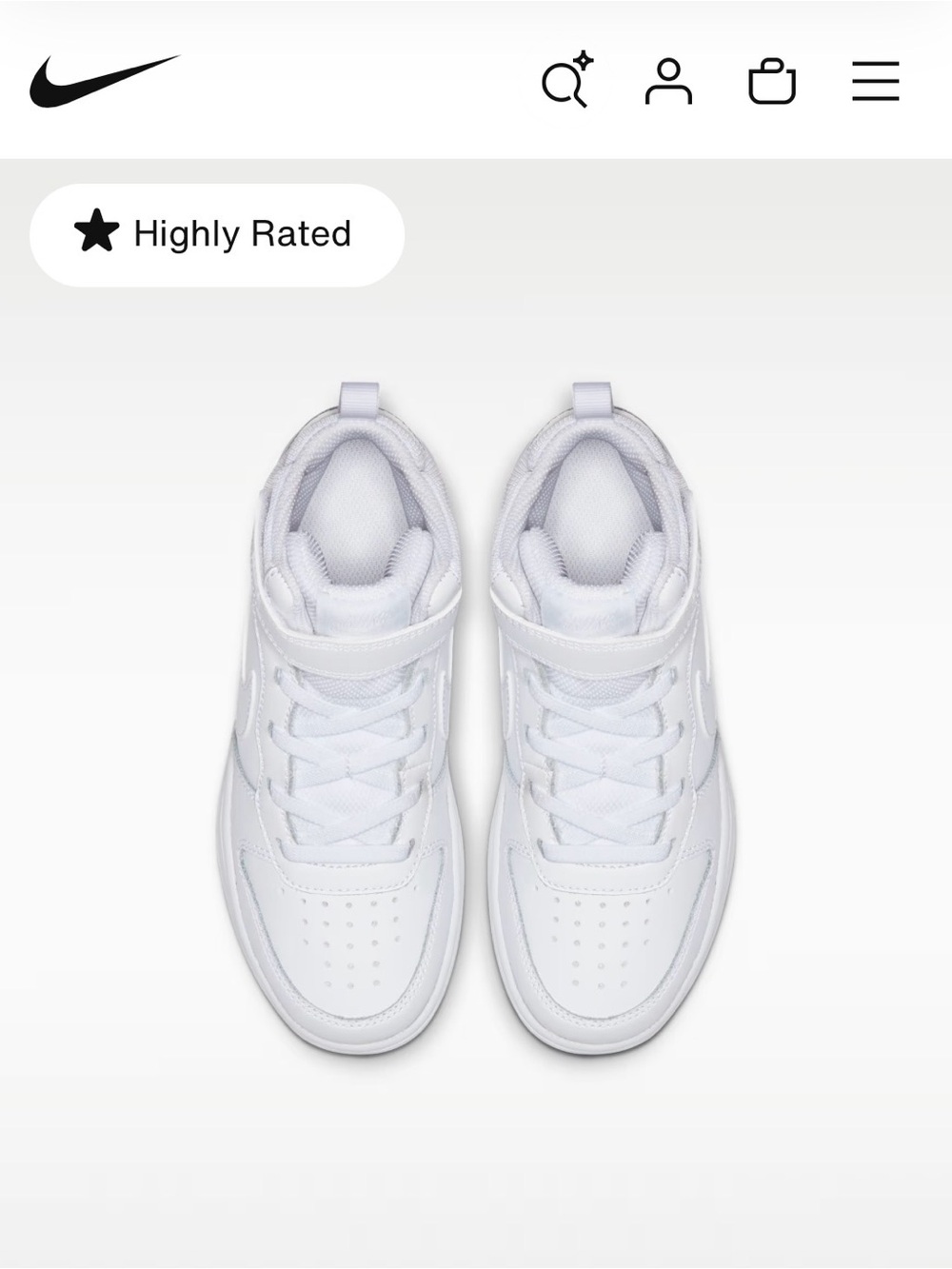 Nike Borough mid 2 Kids' 11c All-White High-Top Sneaker